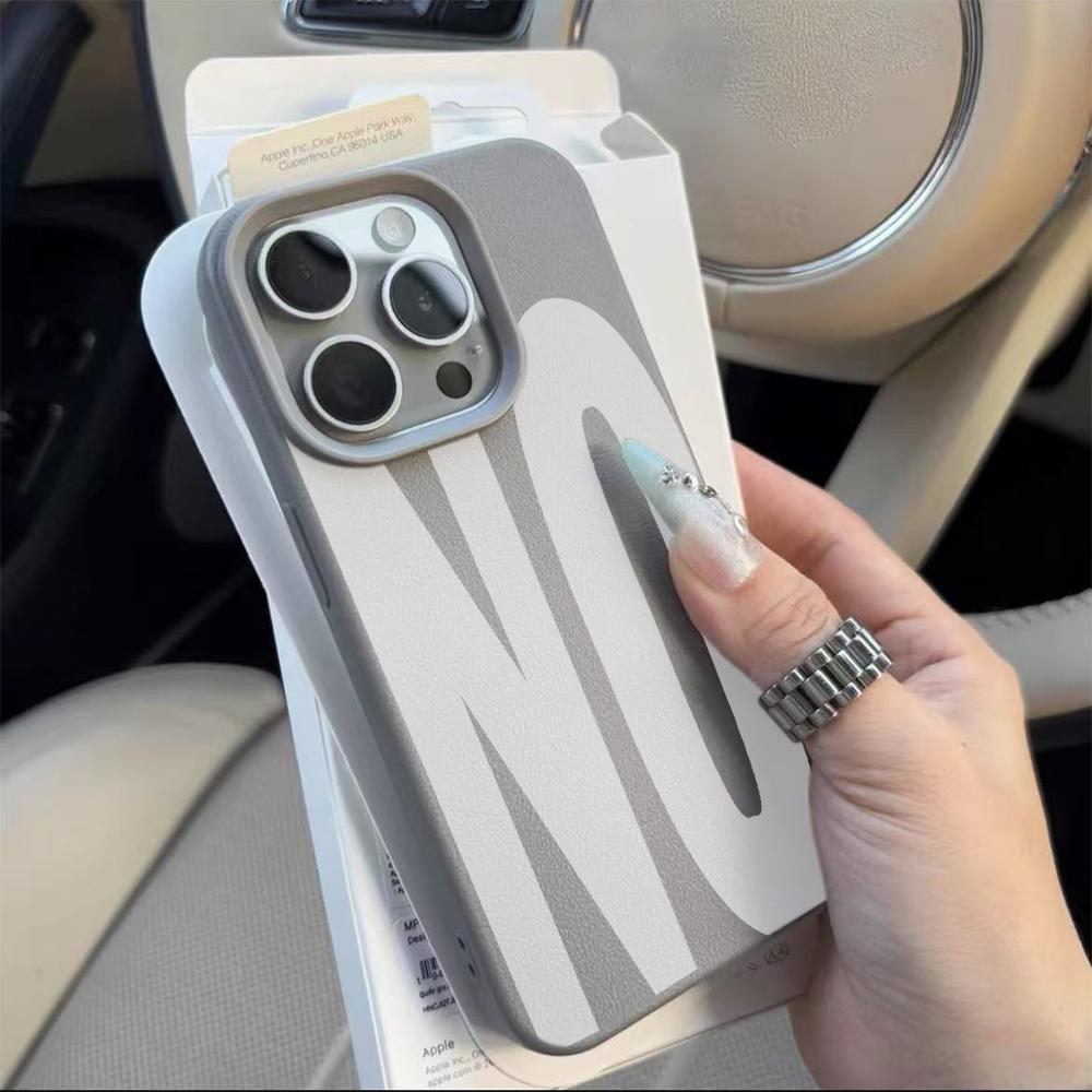 Yes & No Couple Design Case For iPhone 17 Air 16 15 14 13 12 11 Pro Max Plus X Litchi Texture Soft Shockproof Protective Cover