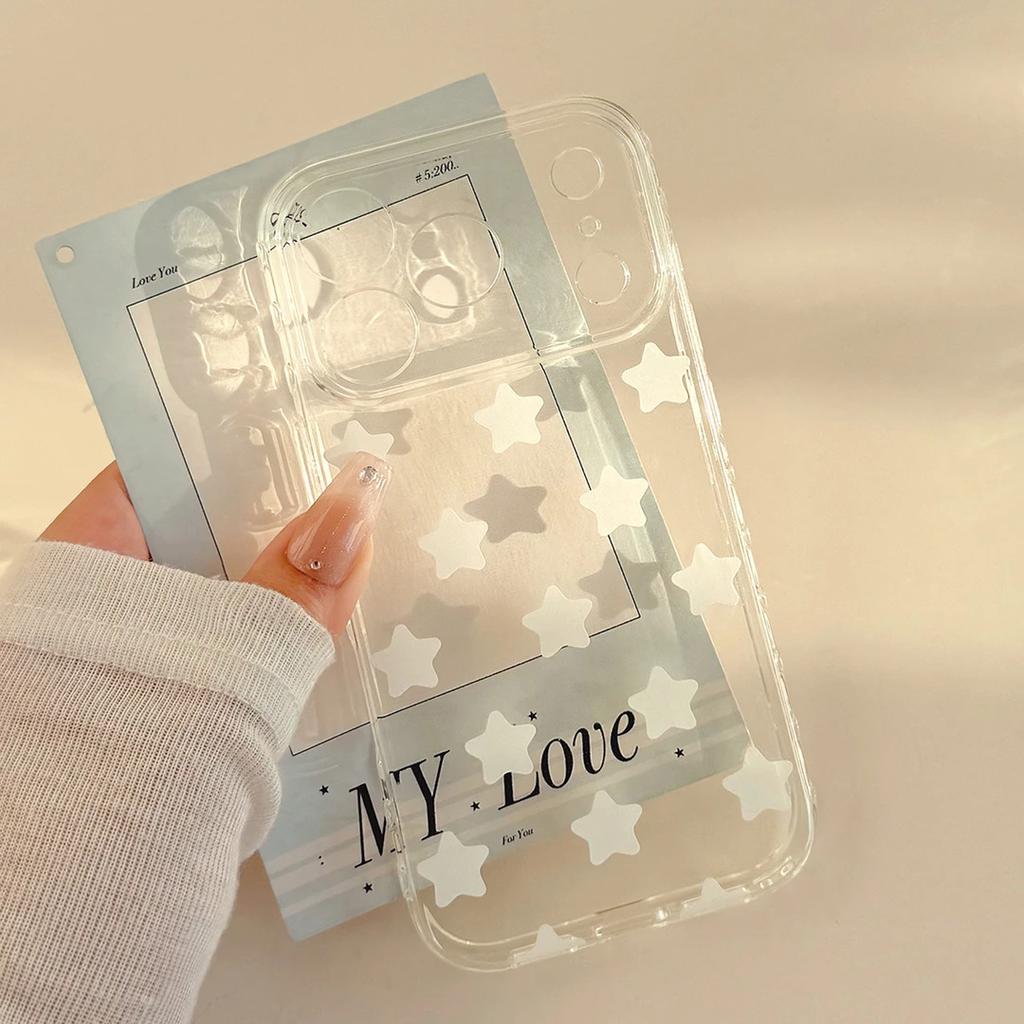 White Pentagram for Apple 17Promax Mobile Phone Case iPhone16/15 Side Love 14/13 Soft 12