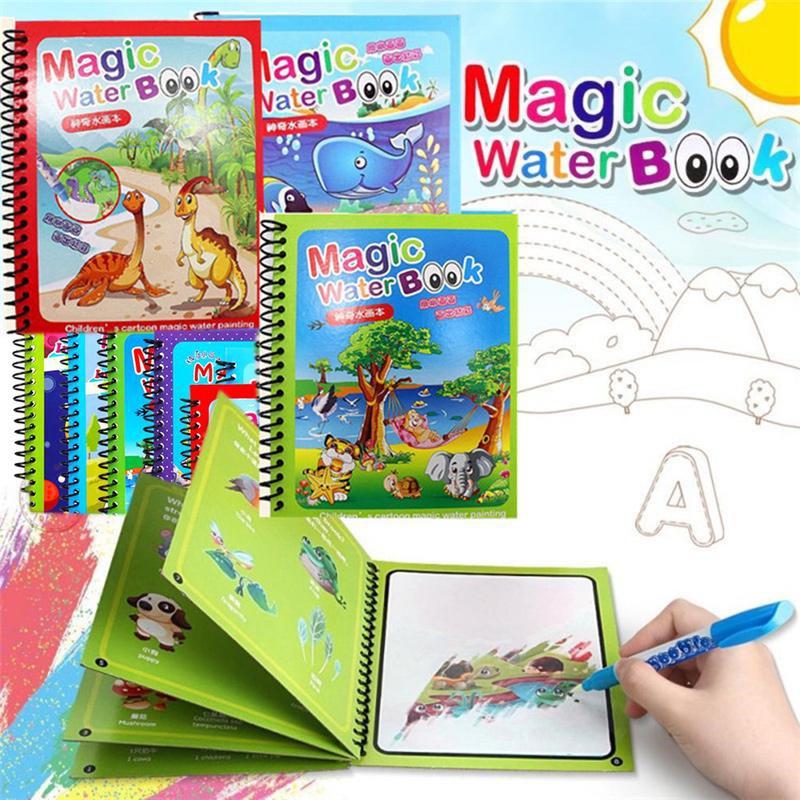 1PC Watercolor Magic Book Early Education Toy Reusable Painting Cartoon Coloring Book Sensory Early Toy