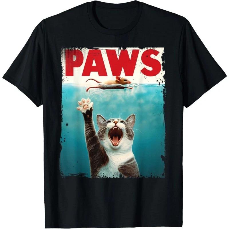 Paws Parody Cat Mouse Humorous Cat Chasing Mouse Kitten T-Shirt XS