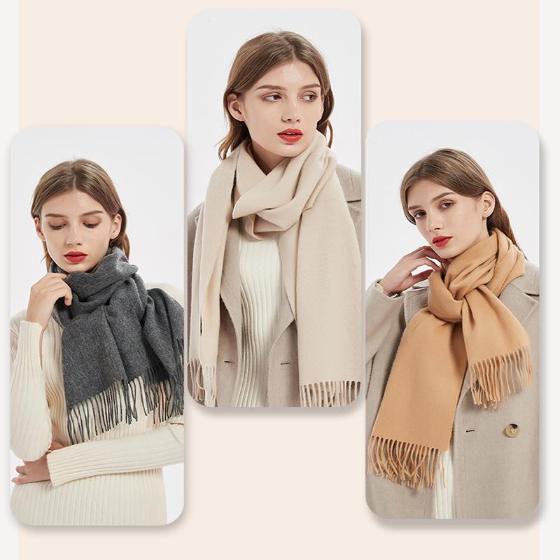 180X32Cm Autumn And Winter Classic Pure Wool Scarves With Tassel Large Thick Tippet Warm Hijabs High Quality Wool Scarf