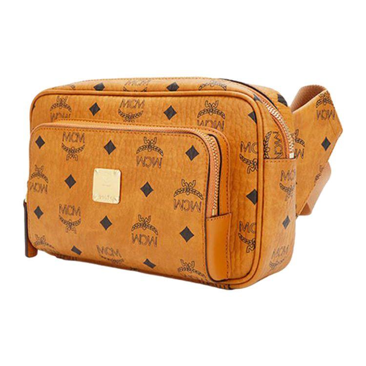 MCM Fursten Visetos Monogram Leather Shoulder Crossbody Waist Bag Men bags Brown Cognac MMZBSFI03CO001