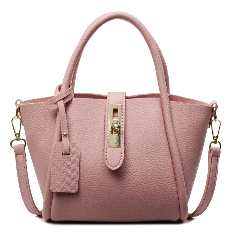 Wholesale Korean Light Luxury Simple Lychee Pattern Portable Bucket Bag Fashionable Versatile Commuter Style Women's Messenger Bag