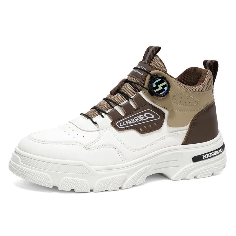 High-top Men's Shoes 2025 Autumn Casual Board Shoes Youth Knob Soft-soled Sports Martin Boots Daily Casual Men's Shoes