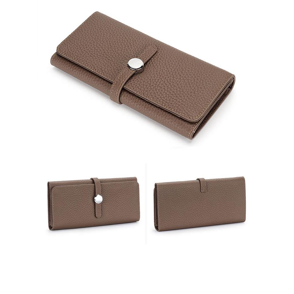 Long Genuine Leather Wallet Women's Folding Large Capacity Wallet New Soft Cowhide Women's Clutch Phone Holder Wallet