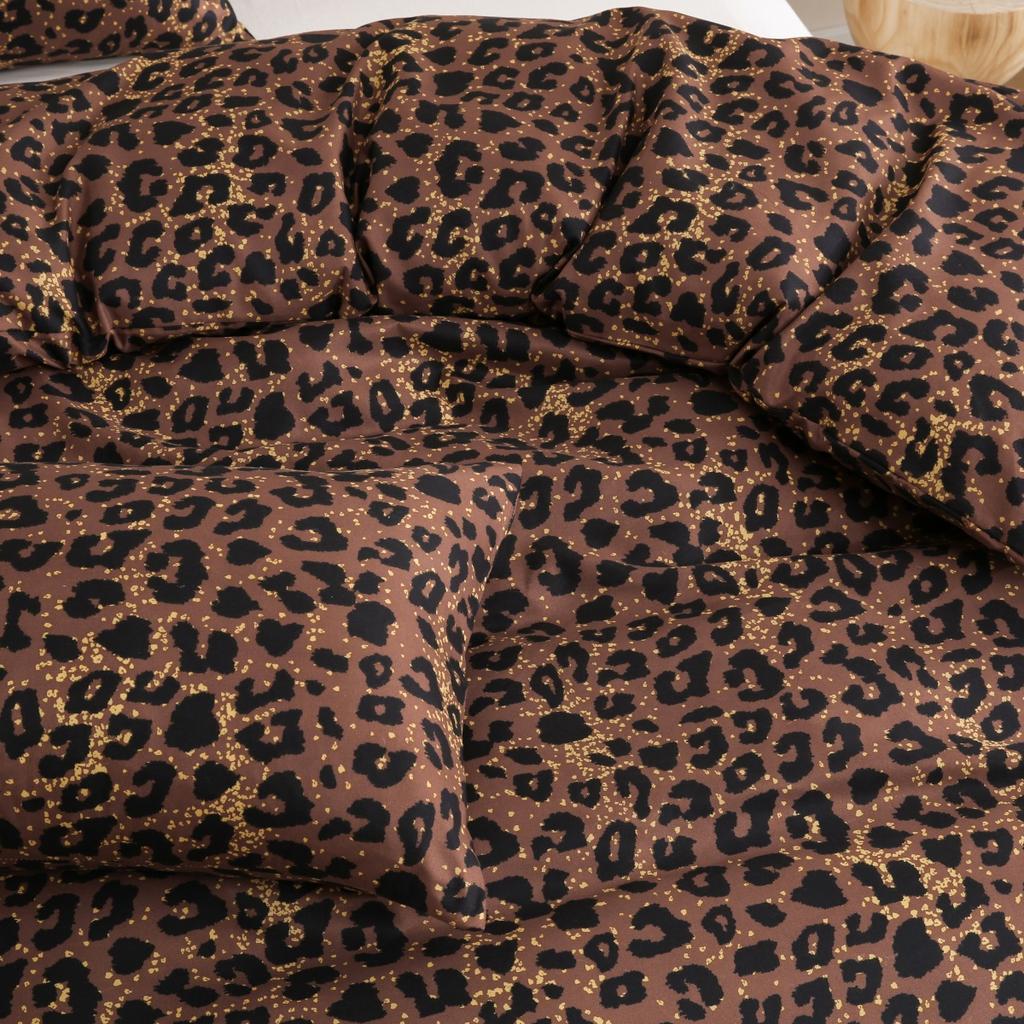 Gold Black Leopard Print Duvet Cover Twin Queen King African Safari Animal Cheetah Bedding Set Reversible Geometric Quilt Cover