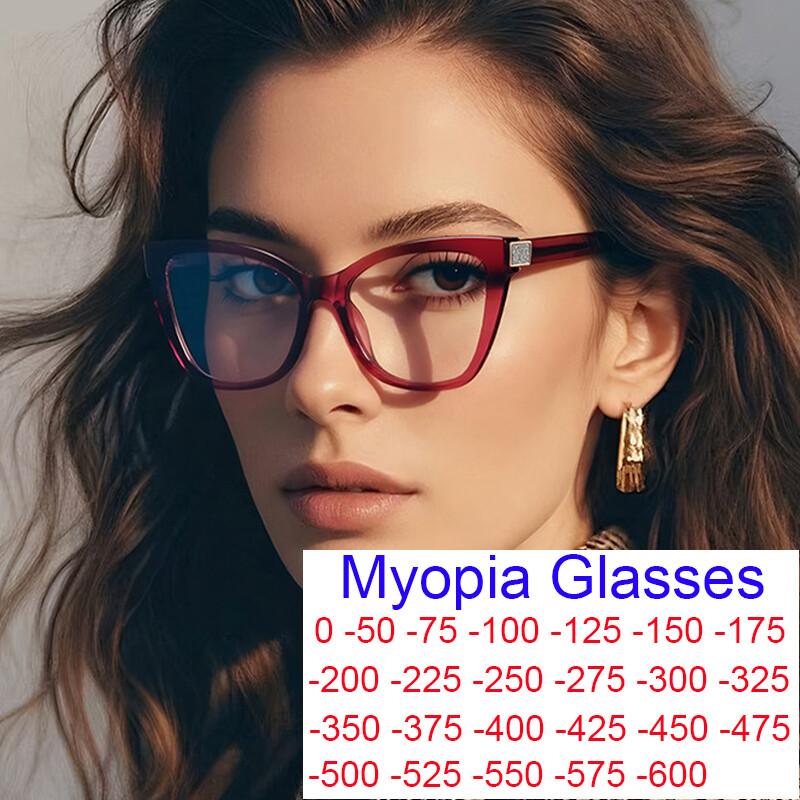 Female Eyewear Anti-blue Light Cat's Myopia Diopter Custom Eye Minus Feline Near Sight Stylish Made Ladies Spectacle Glasses Eyewear Prescription