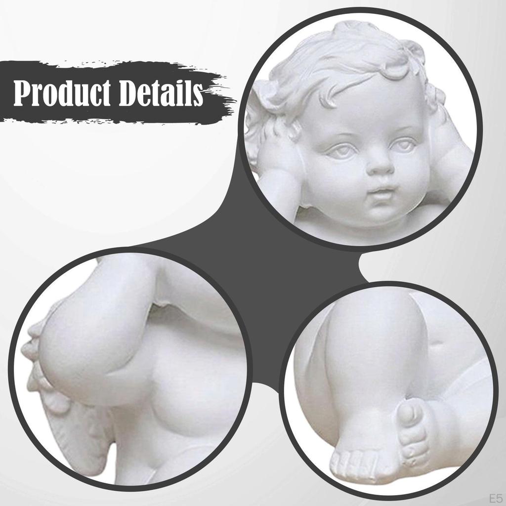 Angel Statue Resin Sculpture Decoration Retro Nordic Style Desktop Ornament for Living Room