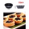 aninako Mini Egg Tart Pans, Set of 12, Round Stainless Steel Non-Stick Reusable Mini Pie Pans with Liners, Baking Tools for Confectionery, Heat-Resist