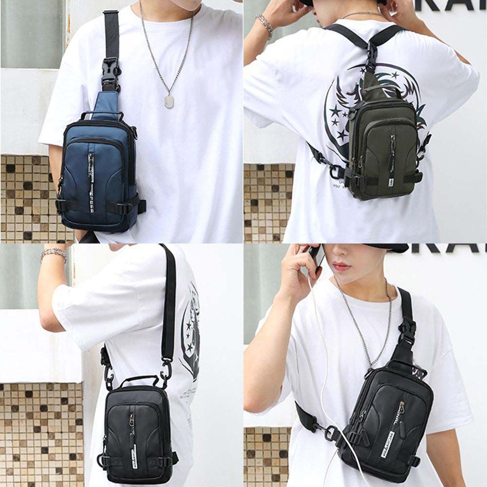 Side Rucksack Pack Nylon Crossbody Bag Messenger Chest Bag Men Small Backpack Travel Shoulder Bag