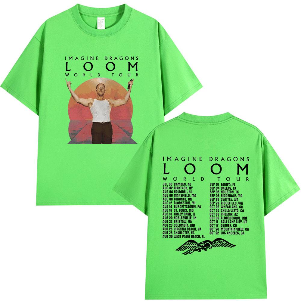 Rock Band Imagine Dragons Loom World Tour T Shirt Hip Hop Street Style T-shirt Men's Women Clothing Cotton Short Sleeve T-shirts