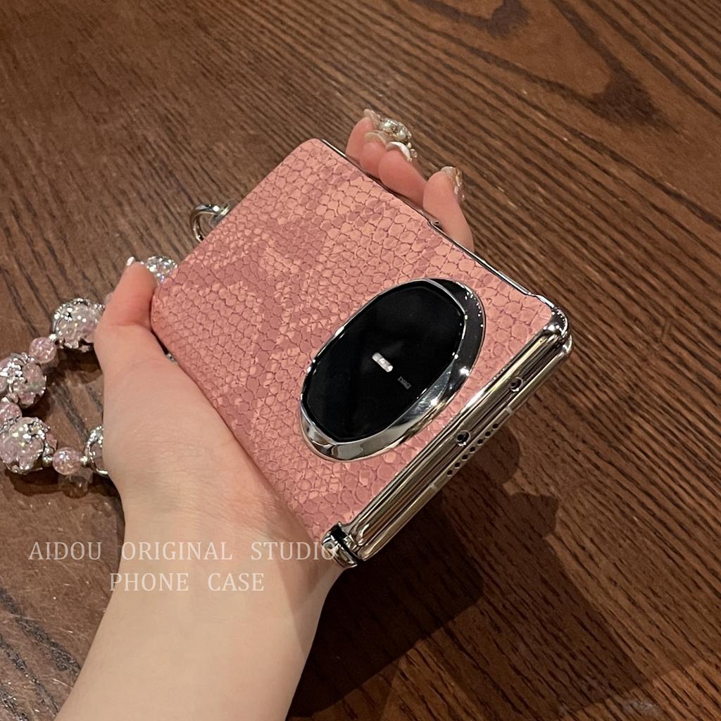 Light Luxury Gilt Snakeskin Pattern Is Suitable for Huawei MateX7 Folding Screen Mobile Phone Case MateX6 Electroplated Silver Edge Protective Case.