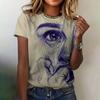 Women's Clothing T-shirt Casual Short Sleeve Art Abstract Pattern Top Summer Crewneck Elegant Clothing Women's T-shirt 2024 New