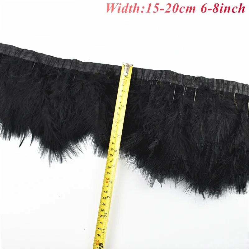 1Meters White Black Pheasant Feathers On Tape Ribbon Turkey Ostrich Fringe Feather Trim Goose Marabou Sewing Clothes DIY Plumes