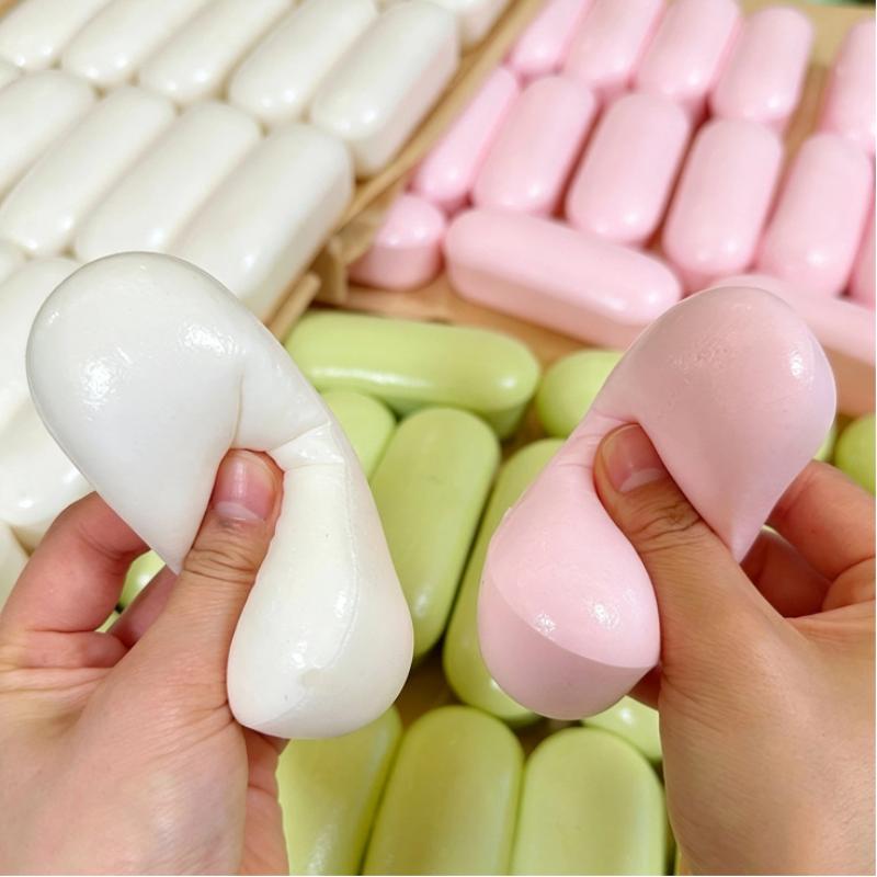 1Pcs Slow Rising Soft Squeeze Toy Food Shape Rice Cake Cheese Bread Anxiety Reliever Toy for Travel Time Kill