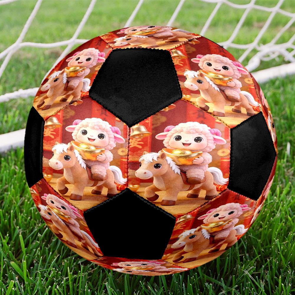 1pc Chinese New Year Celebration Size 5 Suitable for Training & Matches, Machine-Stitched, Wear-Resistant Anti-Slip Covering, Gift for Christmas, Birt Size 5