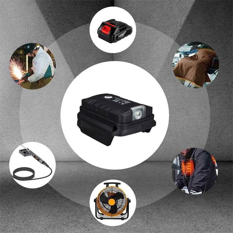 Makita 18v Lithium Ion Battery Power Adapter With Led Light Dual Usb Charger For Power Tools