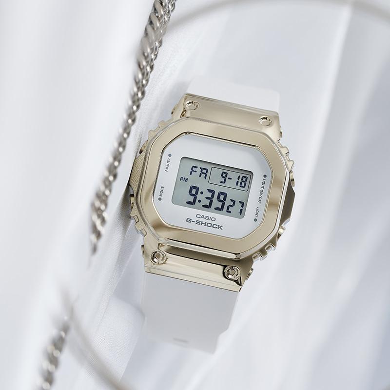 Casio All Metal Series Square Dial Digital Watch Women Watches White GM-S5600G-7PR