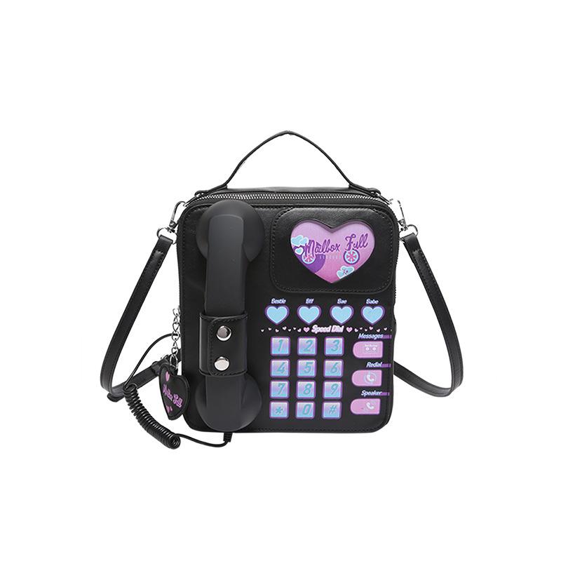 

Creative Telephone Shaped Handbags Stylish Women Crossbody PU Leather Shoulder Bag Retro Designer Sweet Girl Phone Purses Tote