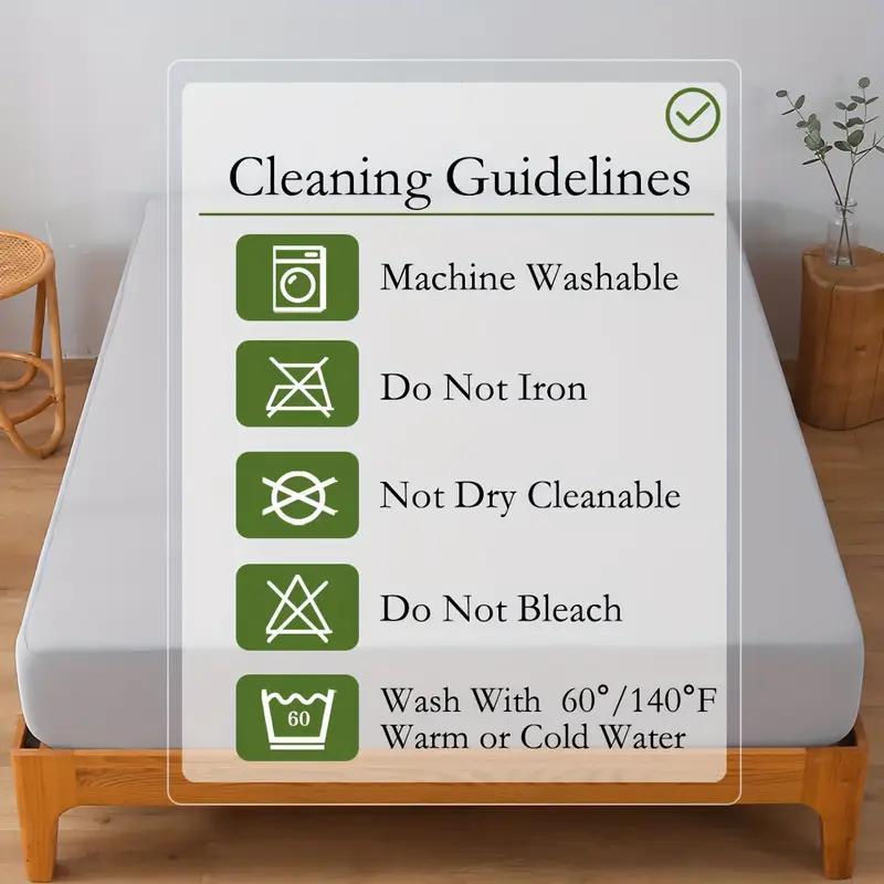 Waterproof Fitted Sheet High Elasticity, Easy-Clean Solid Color Mattress Protector Cover for Bed (No Pillowcase)
