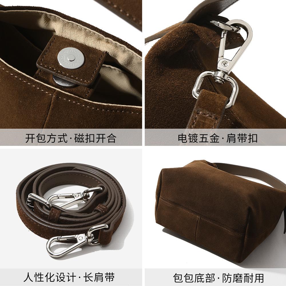 Autumn and Winter New High Mercerized Matte Cowhide Pillow Bag Niche Retro Handbag Commuting Versatile Leather Bag Women