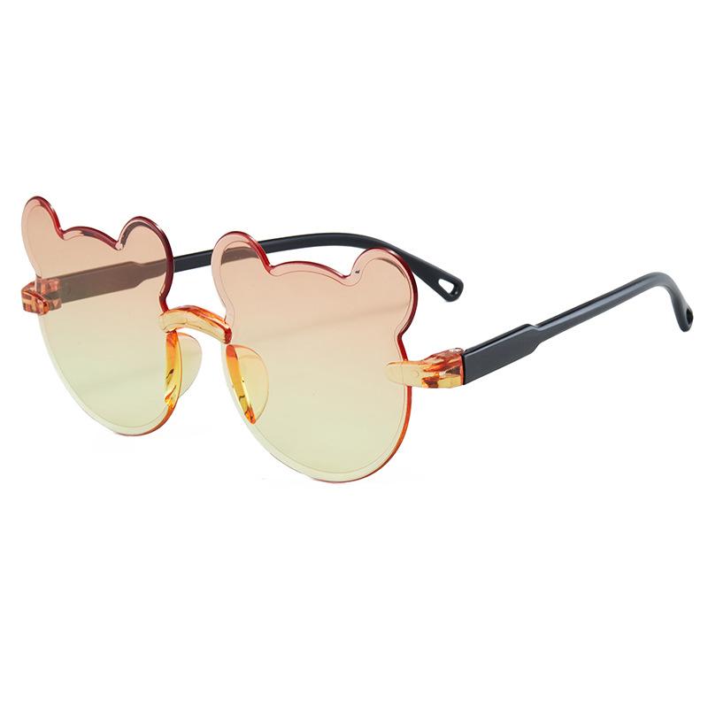 Cute Bear Shape Kids Sunglasses UV400 Protection Rimless Gradient Sun Glasses for Boys Girls Children Outdoor Anti-UV Eyewear
