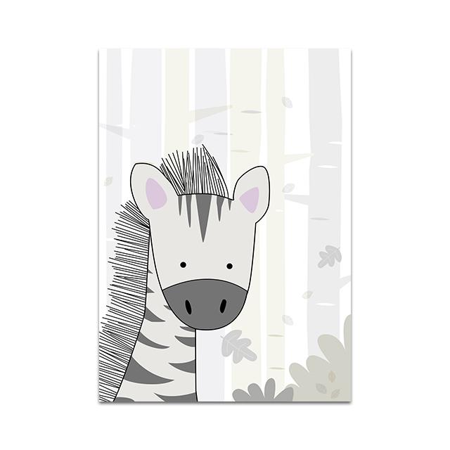 Hippo Zebra Lion Woodland Animal Print Baby Nursery Art Canvas Poster Nordic Wall Art Paintings Boy Kids Room Decorative Picture No Frame