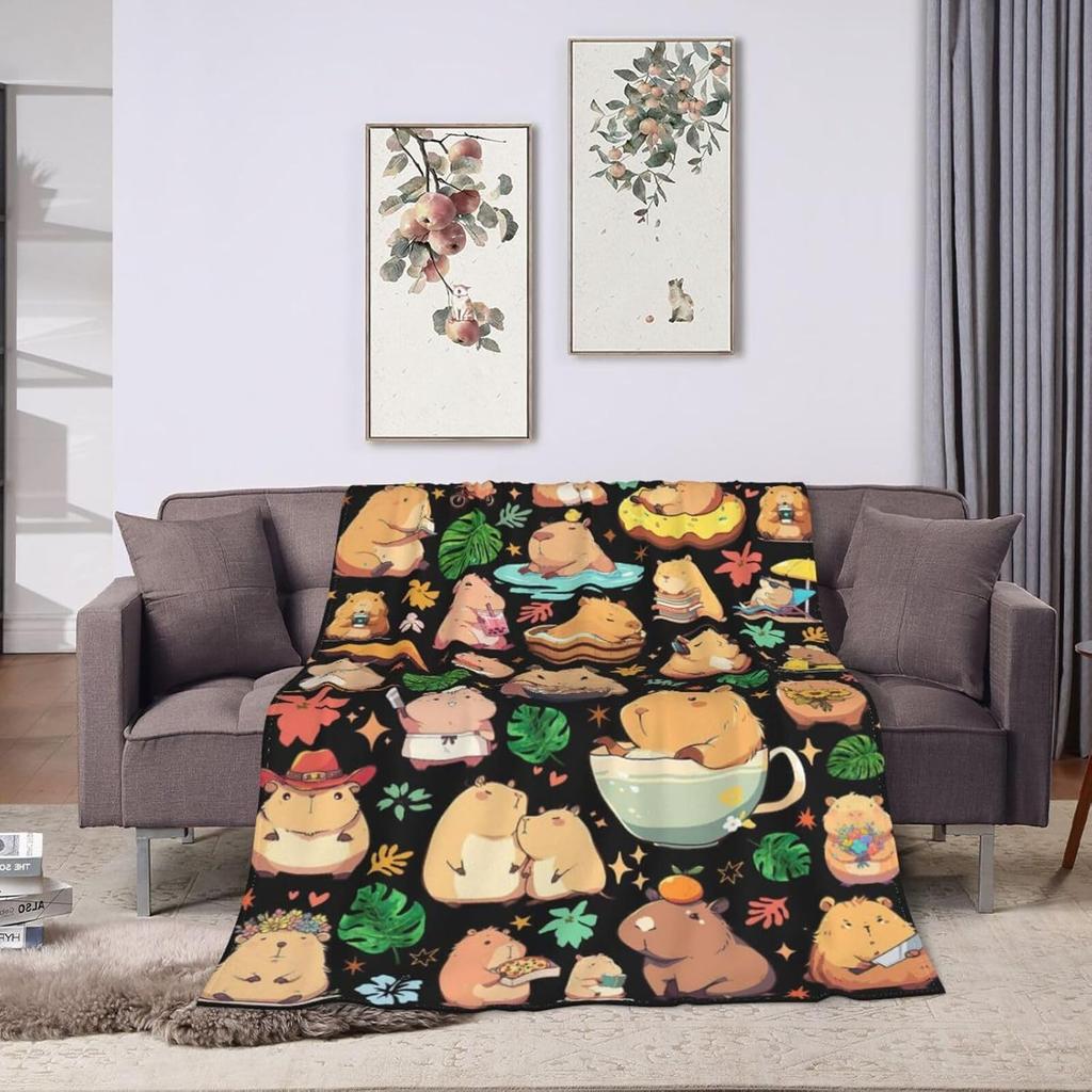 Capybara Gift Blanket Throw Blanket Lightweight Cozy Plush Blanket for Bedroom Living Rooms Sofa Couch 50"X40"
