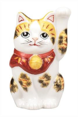 Kutani Ware Iwataya Size Beckoning 2.8 Cat, Gold-painted Calico, K9-1552