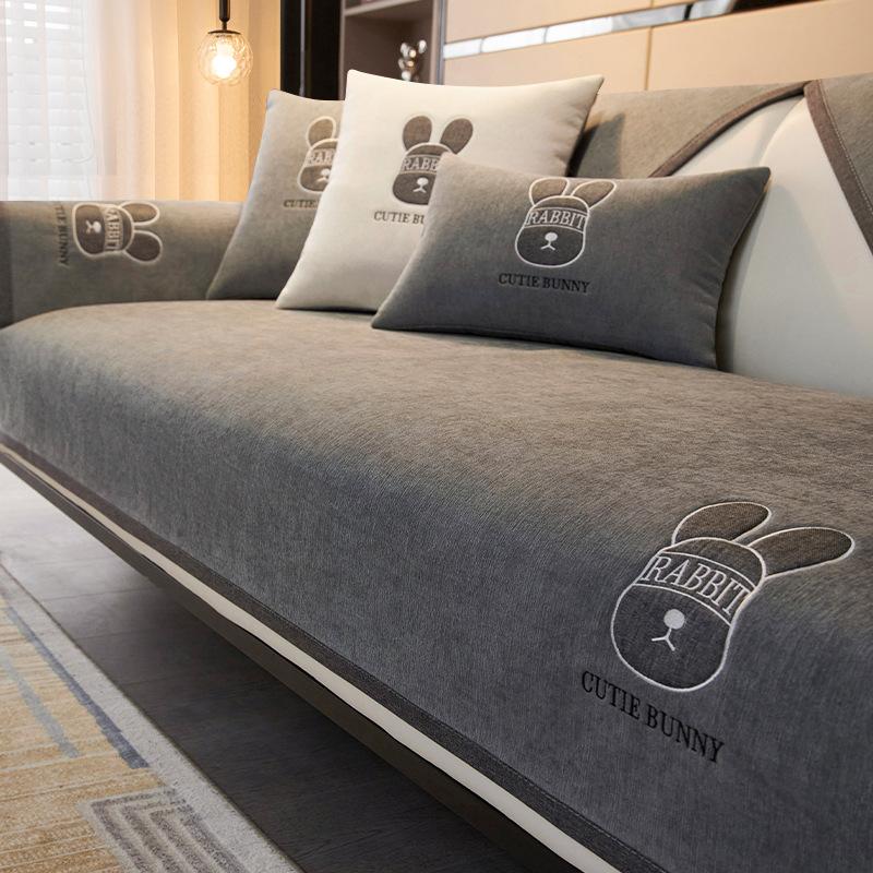 Cuscino per divano in ciniglia di lusso leggero, cuscino per sedile universale per tutte le stagioni, nuovo stile, copridivano in pelle antiscivolo, asciugamano in stoffa