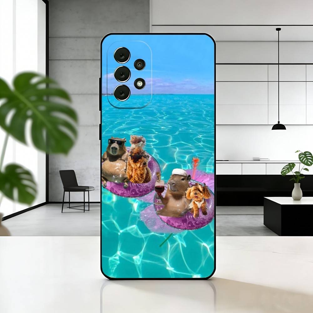 

Capybara Meme Phone Case For Samsung S25,S24,S21,S22,S23,S30,Ultra,S20,Plus,Fe,Lite,Note,10,Black Cover Samsung S21 s305G