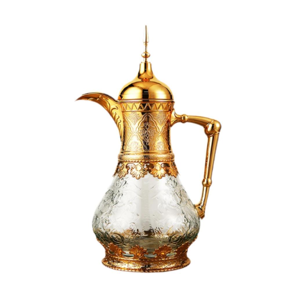 Arabische Kaffeekanne Tragbarer Luxus für Zuhause Küche Elegant mit Ausguss 1,6L für Heißgetränke Kaffeekaraffe Teekessel Teekanne