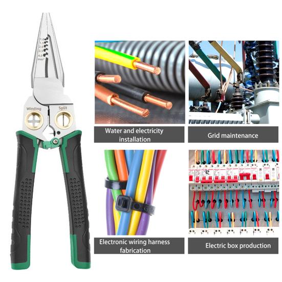 8-in-1 Wire Stripper with Voltage Tester Ergonomic Handle Compact Portable Multi-function Electric
