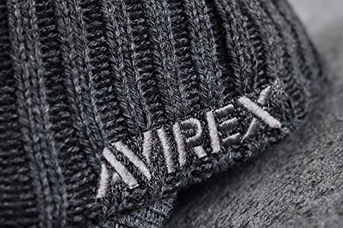 AVIREX Knit Cap, 14986700, Men's and Women's, Black and Gray, Military, American Casual, Streetwear, Outdoor (Gray (85))