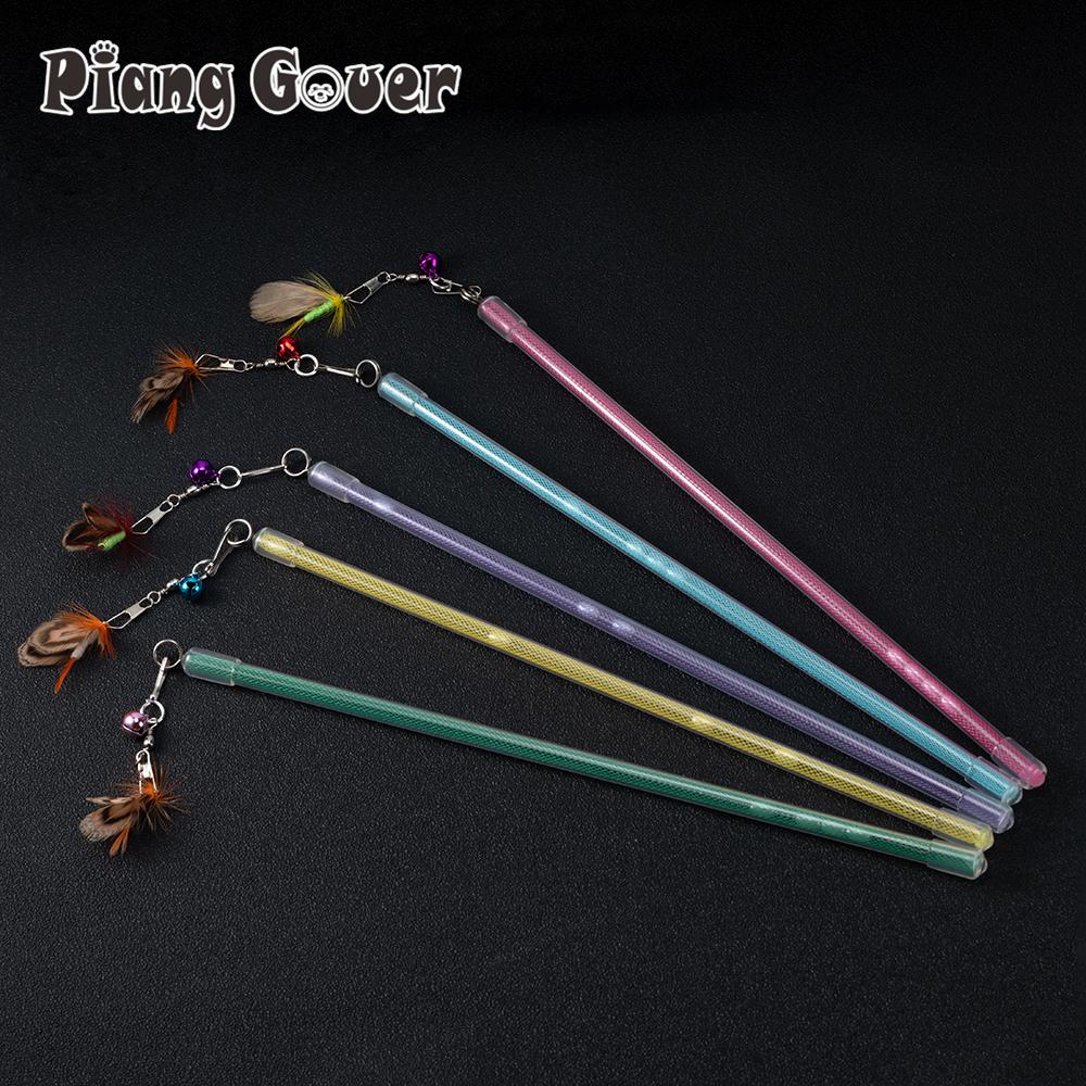 Random Color Short Style Simulated Insect Feather Cat Toy Wand Kitten Pet Toy