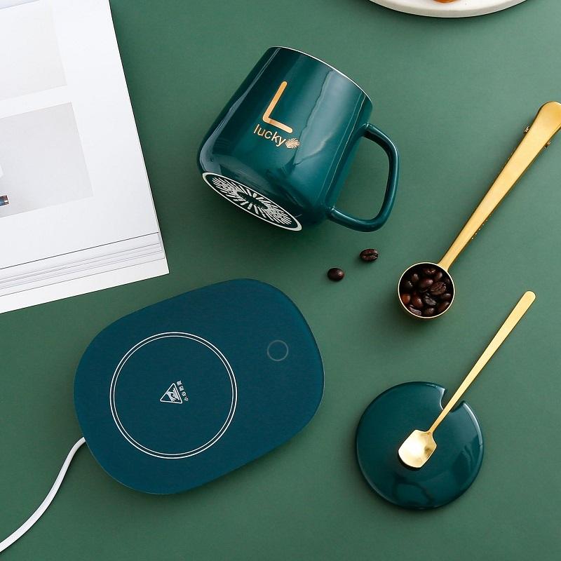 400ml Smart Ceramic Cup Coaster Warmer Thermostatic Coffee Heating Electric Mug Set Milk Tea Heating Water Coffeeware