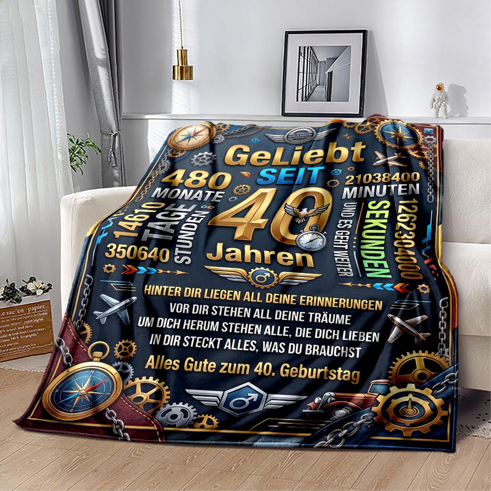 Happy 40th Birthday Celebration Blanket Soft & Cozy Suitable for Bed Office Seaside for All Seasons Modern Gifts For Family Or Friends