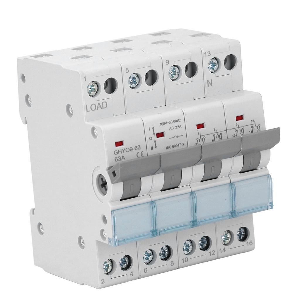 Dual Power Manual Transfer Isolating Switch 4P 63A DIN Rail Backup Power Changeover Switch Interlock