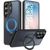 Magnetic Stand Phone Case Suitable for Samsung S26Ultra Protective Cover with Matte Skin Feel and Semi-transparent S25Fe4