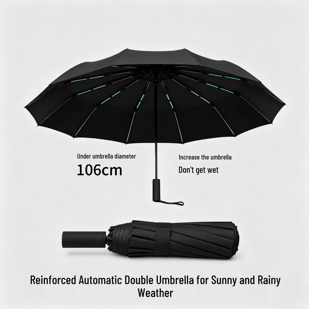 Fully Automatic Women's Dual-Use Sun and Rain Umbrella with UV Protection and Customizable Logo