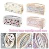 Large Capacity Pencil Case Cute Tulip Cat Bow Stationery Bag Cartoon Triangle Pencil Bag  Gifts