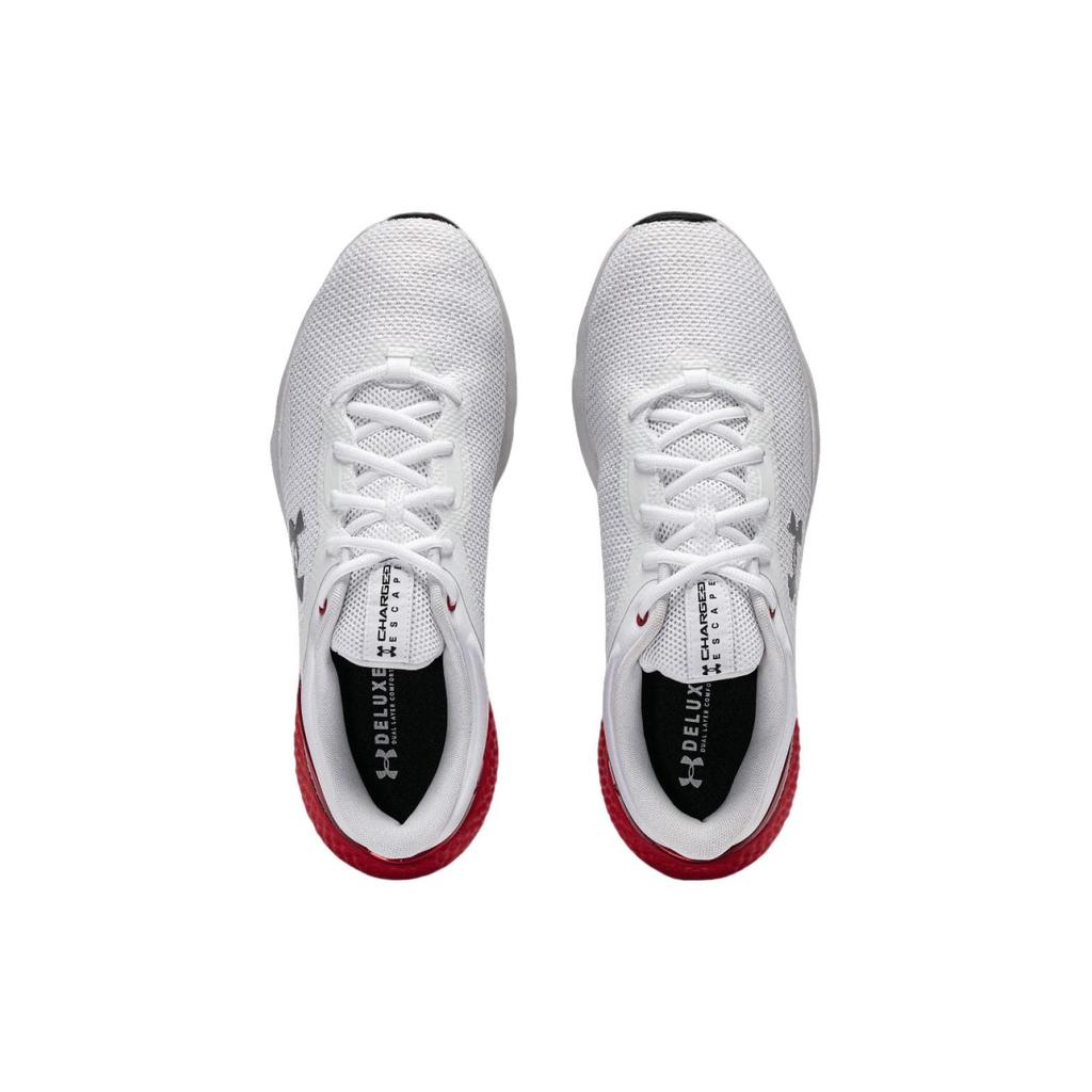 Under Armour Charged Escape 4 Lace-Up Fabric Low-Top Running Shoes Men sneaker White Red 3026825-100