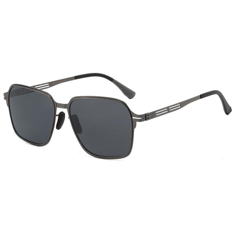 Men's Lightweight Polarized Metal Sunglasses - UV Protection, Black Outdoor Design