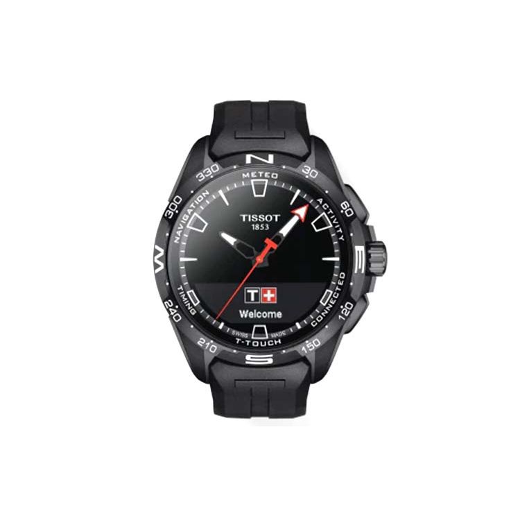 Tissot Men's Black T-Touch Expert Solar Series Quartz Movet Smart Dial Rubber Strap Touch Screen Watch Watches Titanium Ceramic T121.420.47.051.03