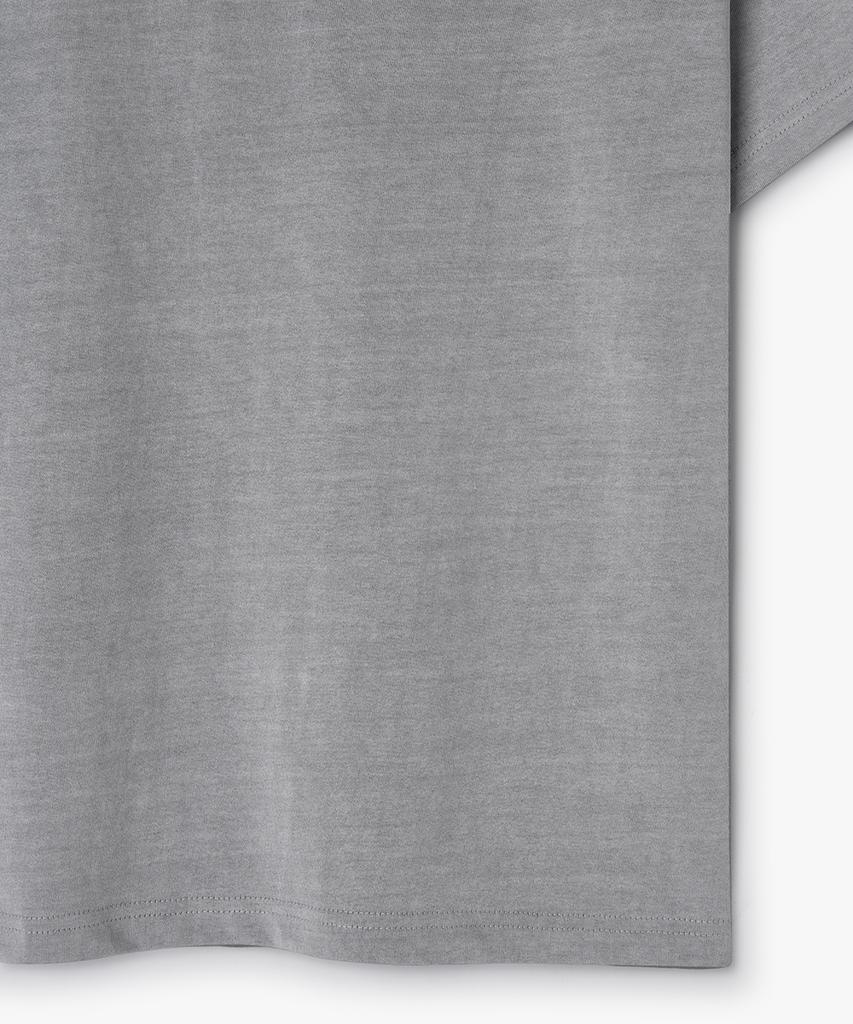 WEST GRAND BOULEVARD Halo Pigment Henley Neck T-Shirt Ash Grey