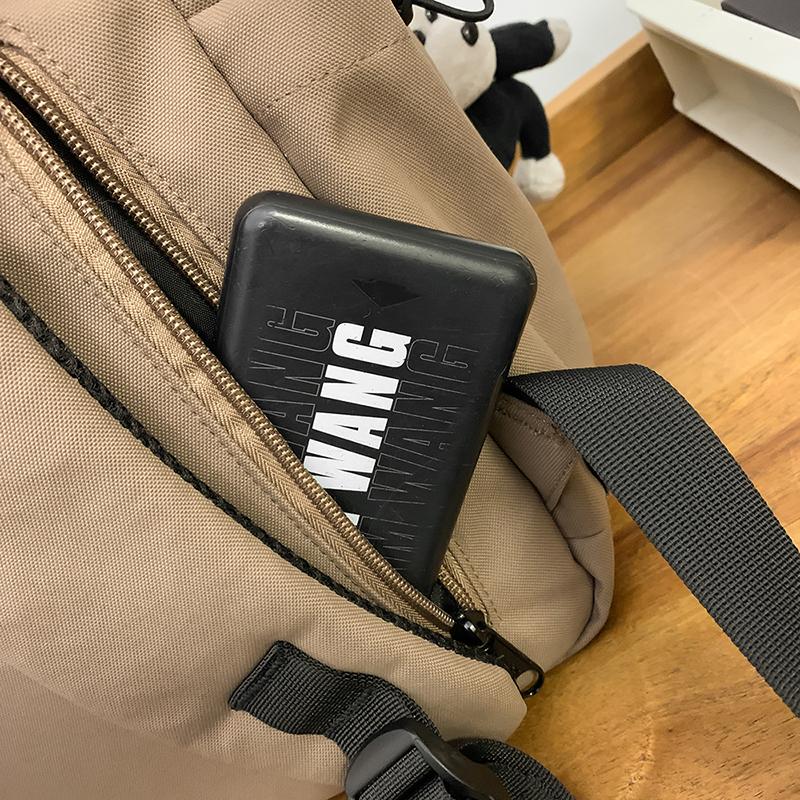 Men's Large Capacity Solid Color Backpack Women Travel Bag Junior High School Student Schoolbag