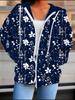 Flower 3D Printed Hooded Cardigan Plus Size Autumn Winter Retro