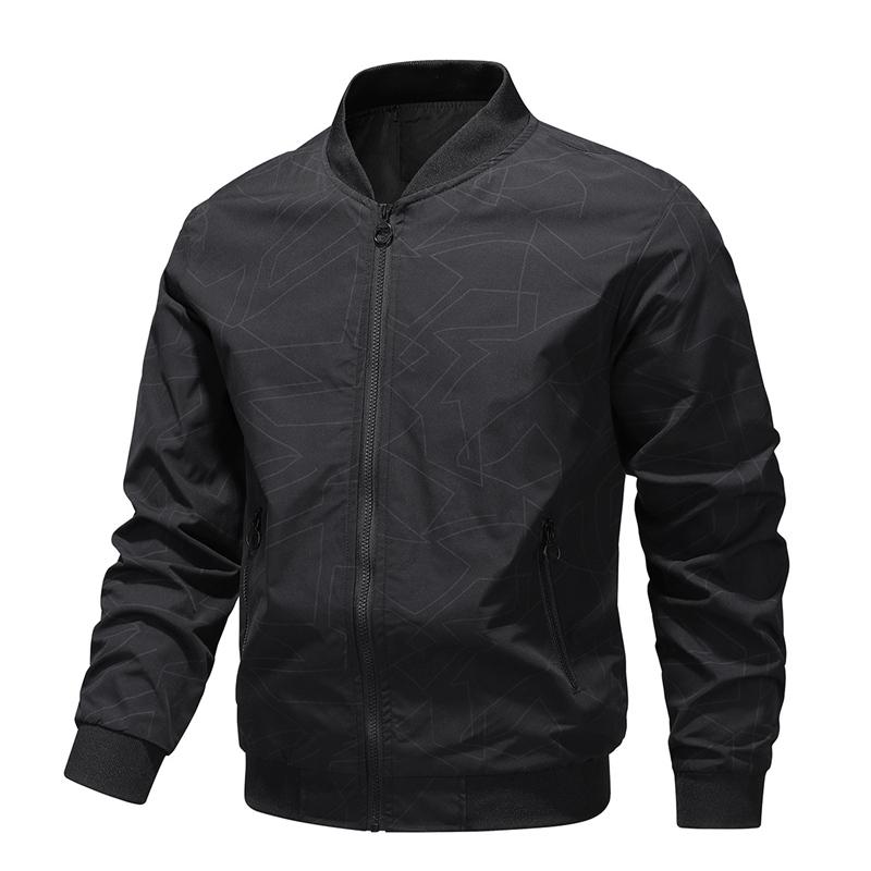 Spring and Autumn Baseball Collar Short Loose Solid Color Jacket Men's Business Casual Thin Coat Trend Size M-5XL
