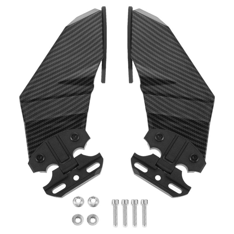 2Pcs Black Motorcycle Modified Wing Rearview Mirror Motorcycle Side Mirror Blade Wind Wing Adjustable Rotating Rearview Mirror