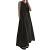 Maytopia Long Sleeveless Perfect for One Size Fits LYQ813 Free Women's Cotton-Linen Dress, Summer, Most, Spring/Summer, (JP, Alphabet, Size, Black)